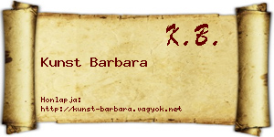 Kunst Barbara névjegykártya